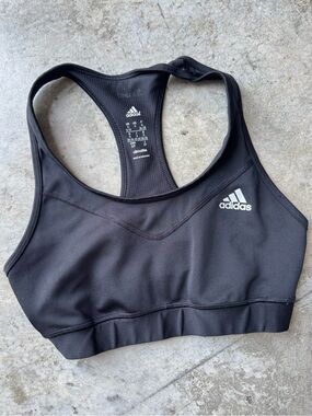 adidas Black Racerback Athletic Sports Bra with Logo
